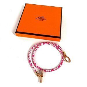 HERMES Accessory Grennan de Bourtour Bangle double Bracelet Leather pink Unused